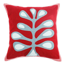 Colourful Embroidery Floral Cushion Covers - Red With Grey Leaf