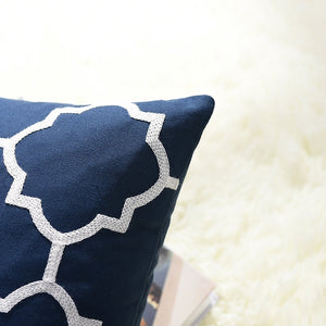 Scandinavian Embroidery Cushion Cover - Navy - Celtic Geometric