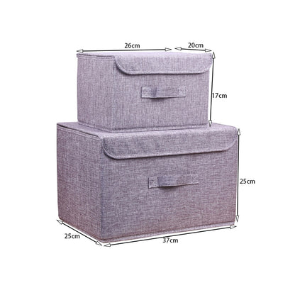 Cotton Linen Storage Boxes With Lid - 2 Sizes & Different Colours