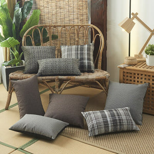 Stylish Plaid Linen Cushion Covers With Dutch Velvet Back