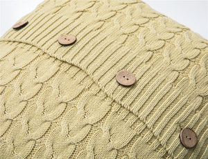 Scandinavian Style 100% Cotton Knitted Cushion Cover With Buttons