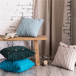 Nordic Style Knitted Diamond Cushion Covers