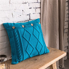 Turquoise Nordic Style Knitted Diamond Cushion Covers