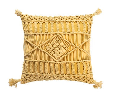 Boho Cotton Linen Macrame Cushion Covers With Tassels