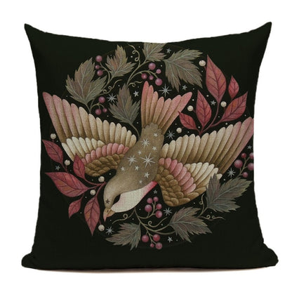 Nordic Black Cushion Covers With Sun, Moon, Floral & Fauna