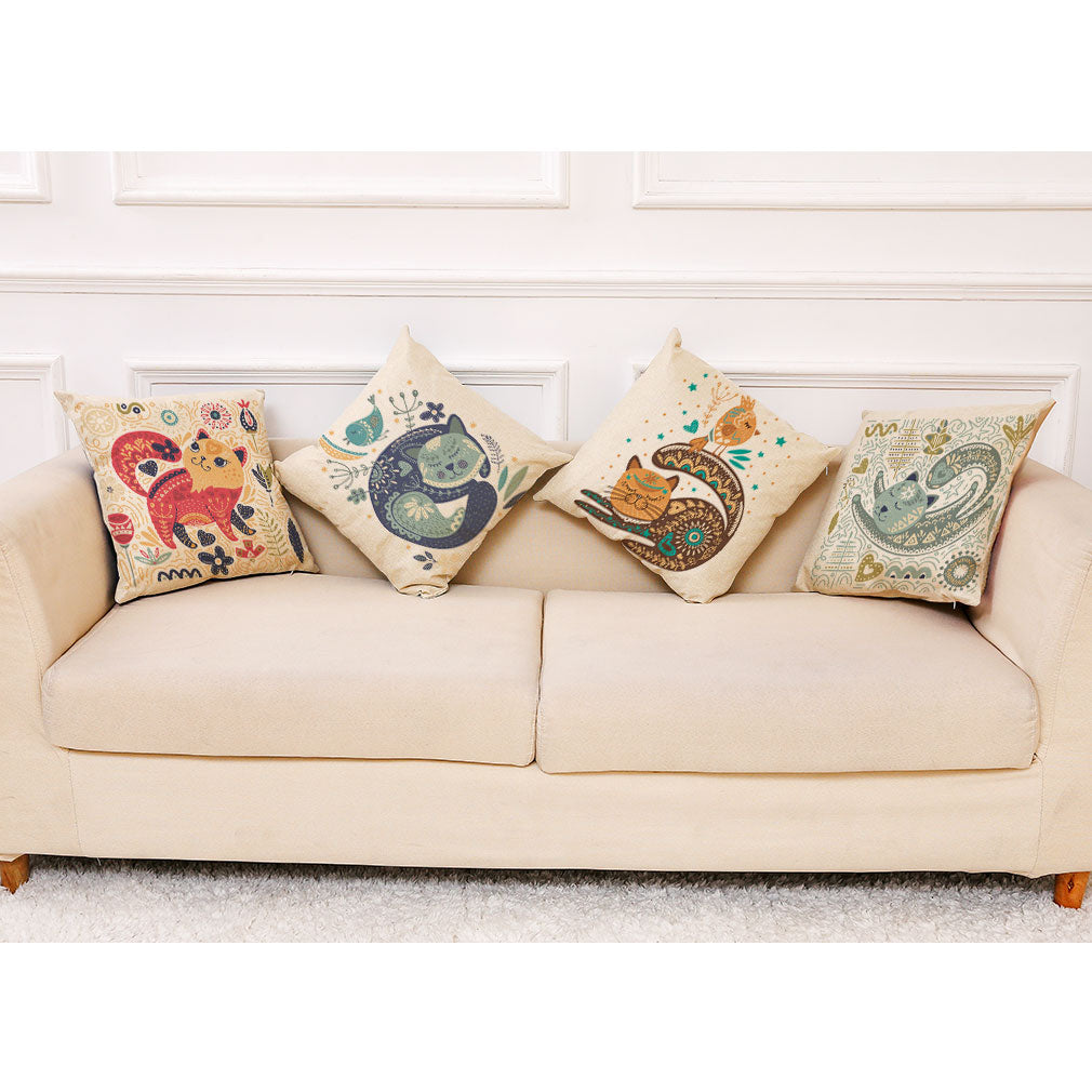 Arty Colourful Chubby Cat Cushion Covers