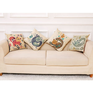 Arty Colourful Chubby Cat Cushion Covers