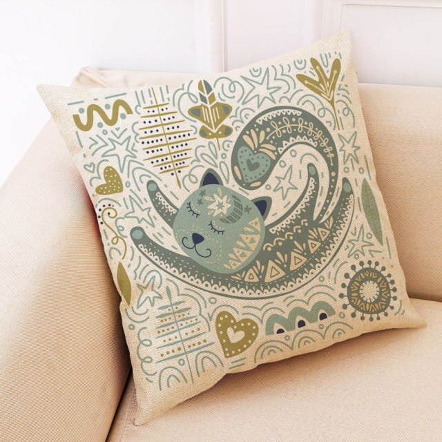 Arty Colourful Chubby Cat Cushion Covers