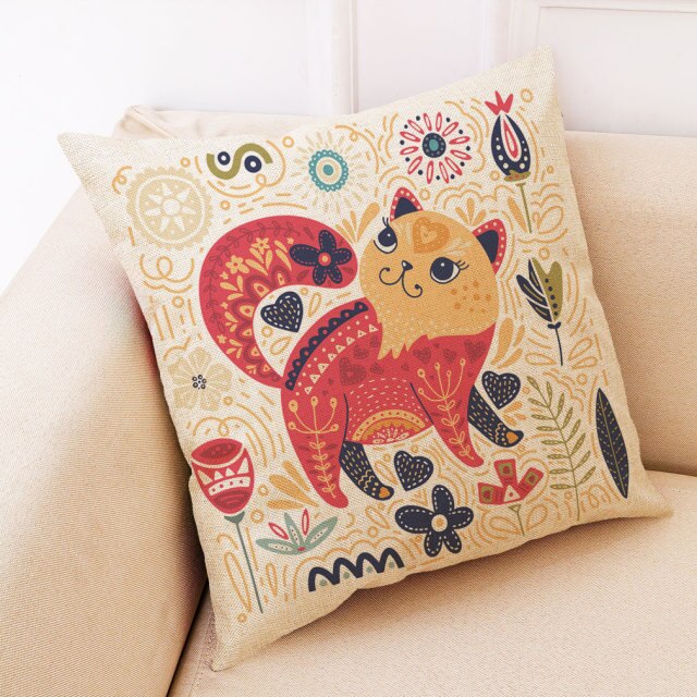 Arty Colourful Chubby Cat Cushion Covers