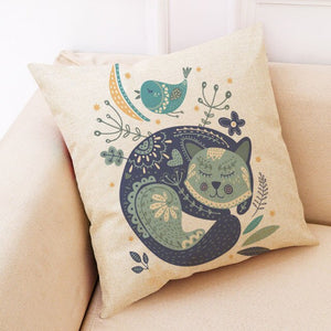 Arty Colourful Chubby Cat Cushion Covers