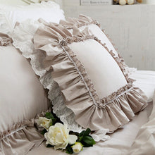 Beige Romantic Ruffle Lace Flouncing Cushion Covers