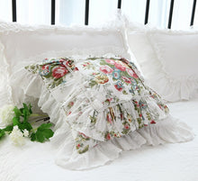 Romantic Floral Ruffle Lace Flouncing Cushion Covers