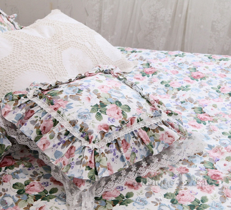 Romantic Floral Ruffle Lace Flouncing Cushion Covers