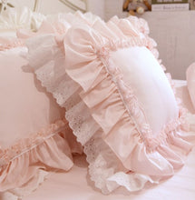 Pink Romantic Ruffle Lace Flouncing Cushion Covers