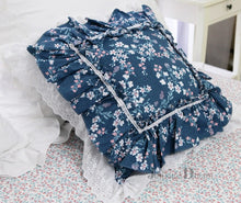 Navy Romantic Floral Ruffle Lace Flouncing Cushion Covers