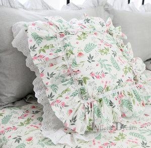 Romantic Floral Ruffle Lace Flouncing Cushion Covers