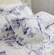 White and blue Romantic Floral Ruffle Lace Flouncing Cushion Covers
