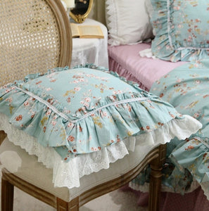 Duckegg Romantic Floral Ruffle Lace Flouncing Cushion Covers