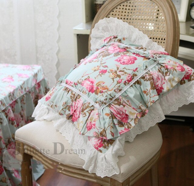 Romantic Floral Ruffle Lace Flouncing Cushion Covers