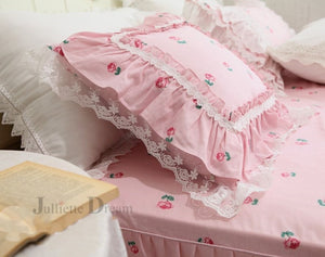 Pink Romantic Floral Ruffle Lace Flouncing Cushion Covers