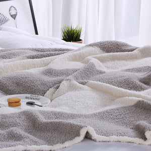 Striped Soft Faux Fur Sofa Blanket Throw / Shawl