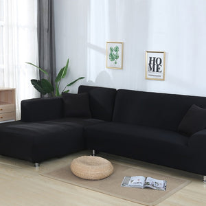 Black Plain Colour Stretchy Sofa Covers For 1-4 Seaters