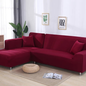 Burgundy Plain Colour Stretchy Sofa Covers For 1-4 Seaters