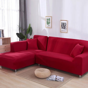 Red Plain Colour Stretchy Sofa Covers For 1-4 Seaters