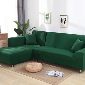 Dark Green Plain Colour Stretchy Sofa Covers For 1-4 Seaters