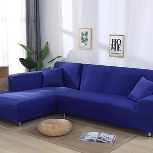 Blue Plain Colour Stretchy Sofa Covers For 1-4 Seaters