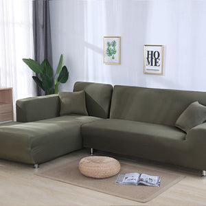 Olive Green Plain Colour Stretchy Sofa Covers For 1-4 Seaters