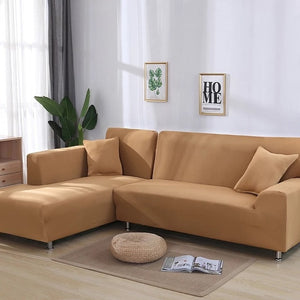 Caramel Plain Colour Stretchy Sofa Covers For 1-4 Seaters