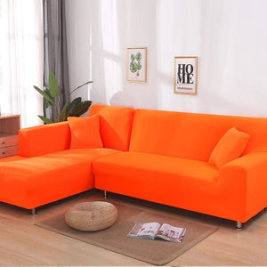 Orange Plain Colour Stretchy Sofa Covers For 1-4 Seaters