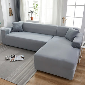 Light Grey Plain Colour Stretchy Sofa Covers For 1-4 Seaters