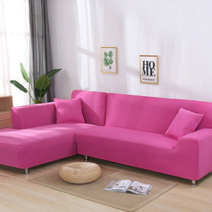 Pink Plain Colour Stretchy Sofa Covers For 1-4 Seaters