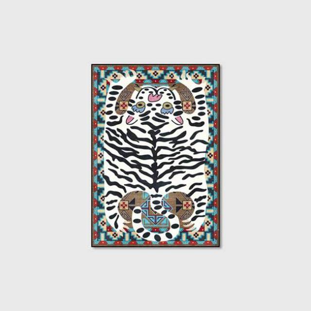 Tiger Print Persian Style Living Room / Bedroom Rugs - 100cm x 160cm