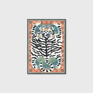 Tiger Print Persian Style Living Room / Bedroom Rugs - 100cm x 160cm