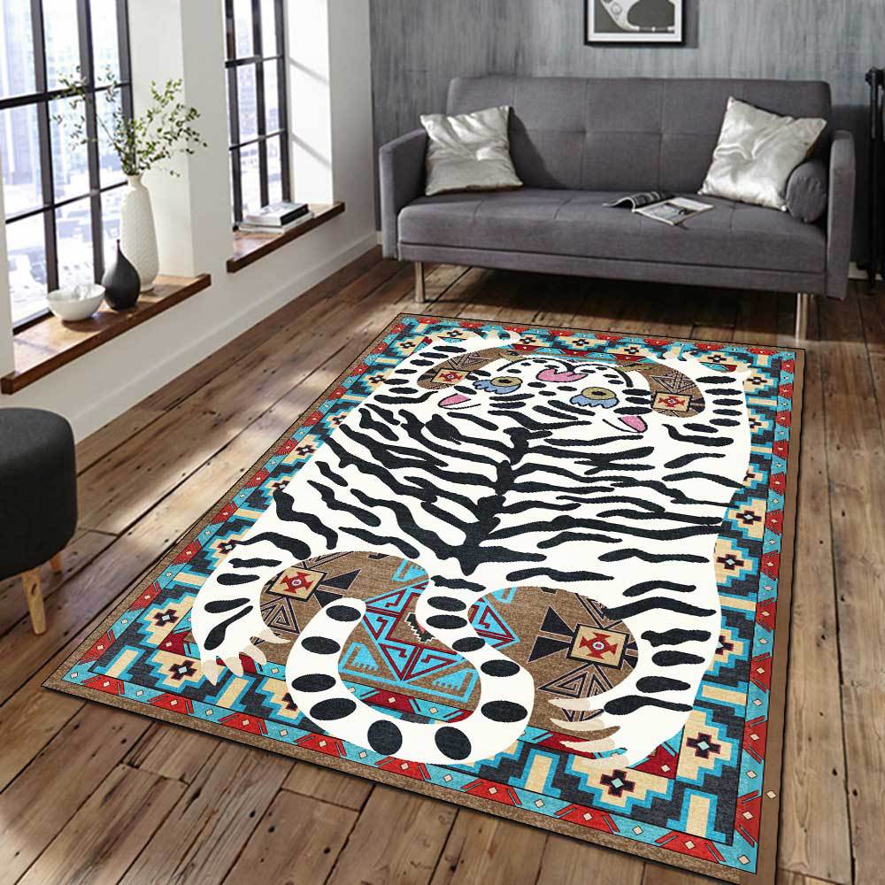 Tiger Print Persian Style Living Room / Bedroom Rugs - 100cm x 160cm