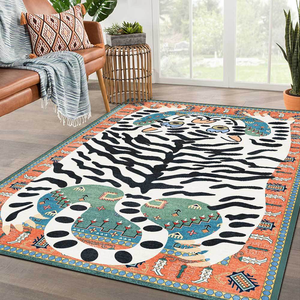 Tiger Print Persian Style Living Room / Bedroom Rugs - 100cm x 160cm