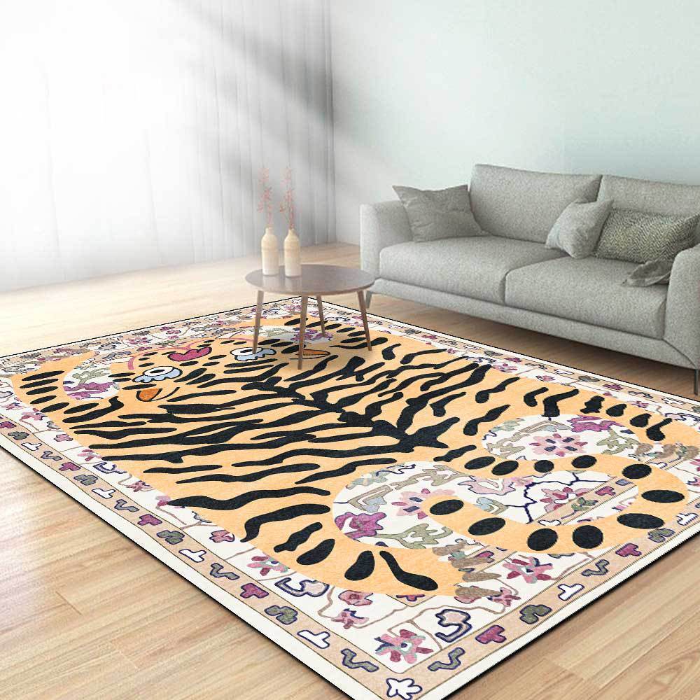 Tiger Print Persian Style Living Room / Bedroom Rugs - 100cm x 160cm