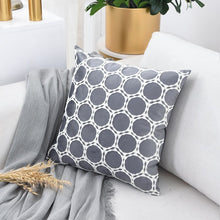 Grey Luxury Velvet Cushion Covers With Embroidered White Circles