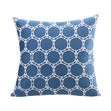 Blue Luxury Velvet Cushion Covers With Embroidered White Circles