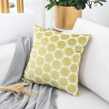 Lime Green Luxury Velvet Cushion Covers With Embroidered White Circles