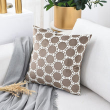 Brown Luxury Velvet Cushion Covers With Embroidered White Circles