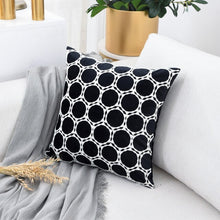 Black Luxury Velvet Cushion Covers With Embroidered White Circles