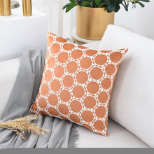 Orange Luxury Velvet Cushion Covers With Embroidered White Circles