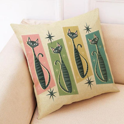 Retro Vintage Style Black Cat Cushion Covers