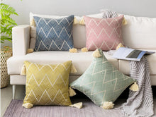 Scandinavian Extra Large Zigzag Cushion Covers With Tassles