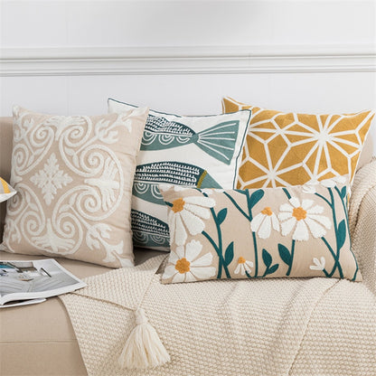 Scandi Plant & Fauna Embroidery Cushion Covers