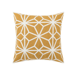 Yellow and White Geometric Embroidery Cushion Covers